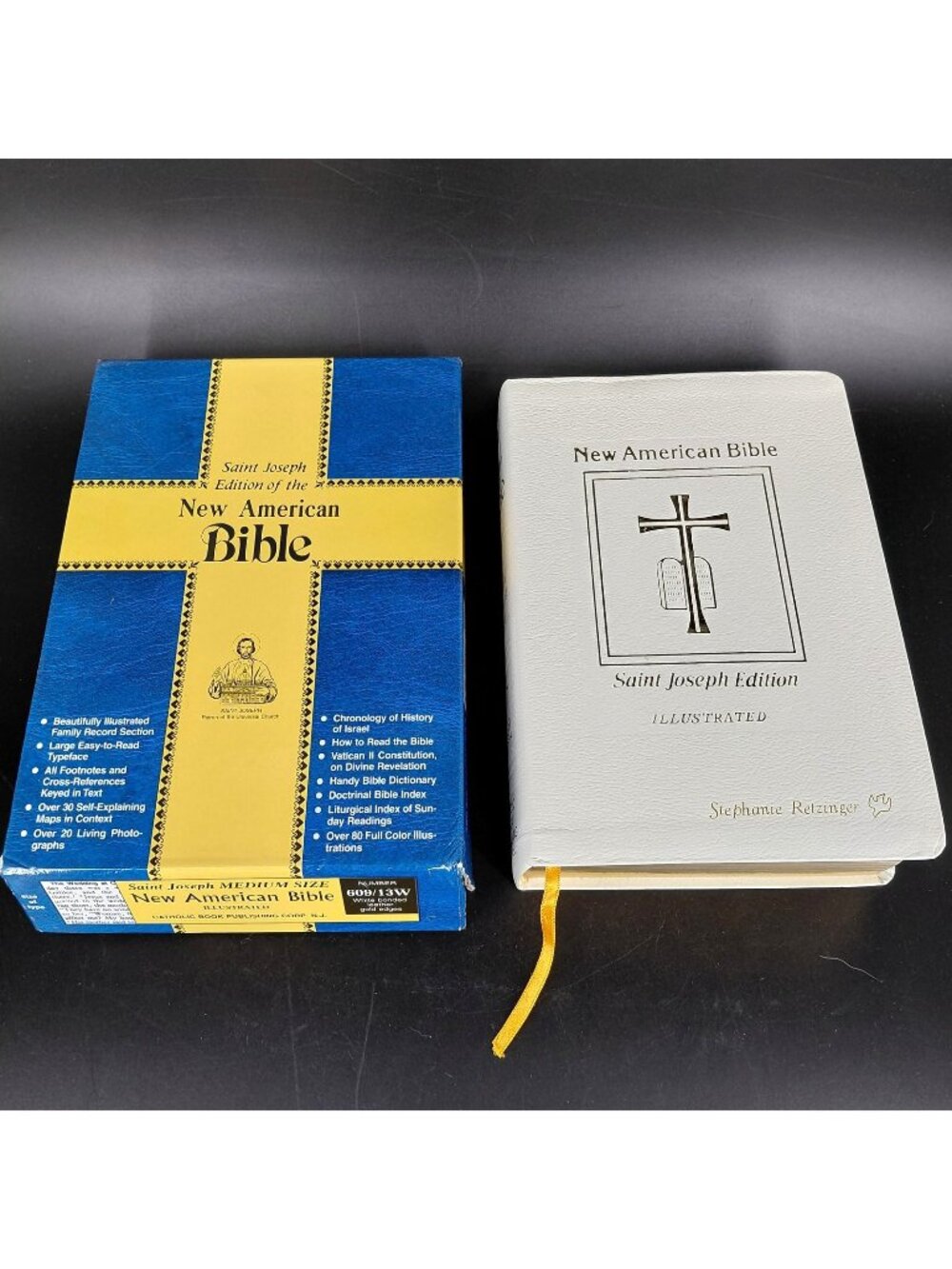 New American Bible Saint Joseph Medium NAB White Leather Gold Edges Catholic